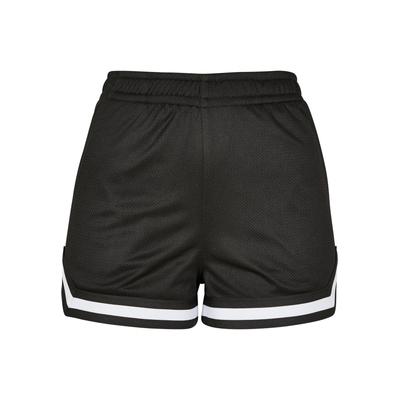 Stoffhose URBAN CLASSICS "Urban Classics Damen Ladies Stripes Mesh Hot Pants", Damen, Gr. XXL, US-Größen, schwarz, 100% Polyester, gestreift, normal, Hosen Image
