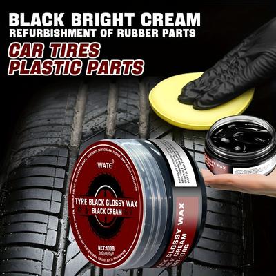 3.52oz/100g Car Tire & Interior Brightening Cream - Repairs Scratches, Whitening Plastic With Sponge Included