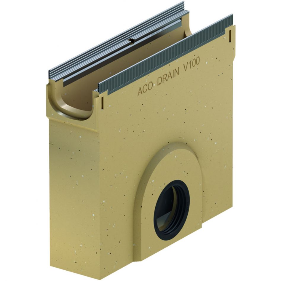 ACO Drain Multiline Seal in V100 Einlaufkasten für Flachrinne mit Rohranschluss, Stahl verzinkt, 80 mm Image