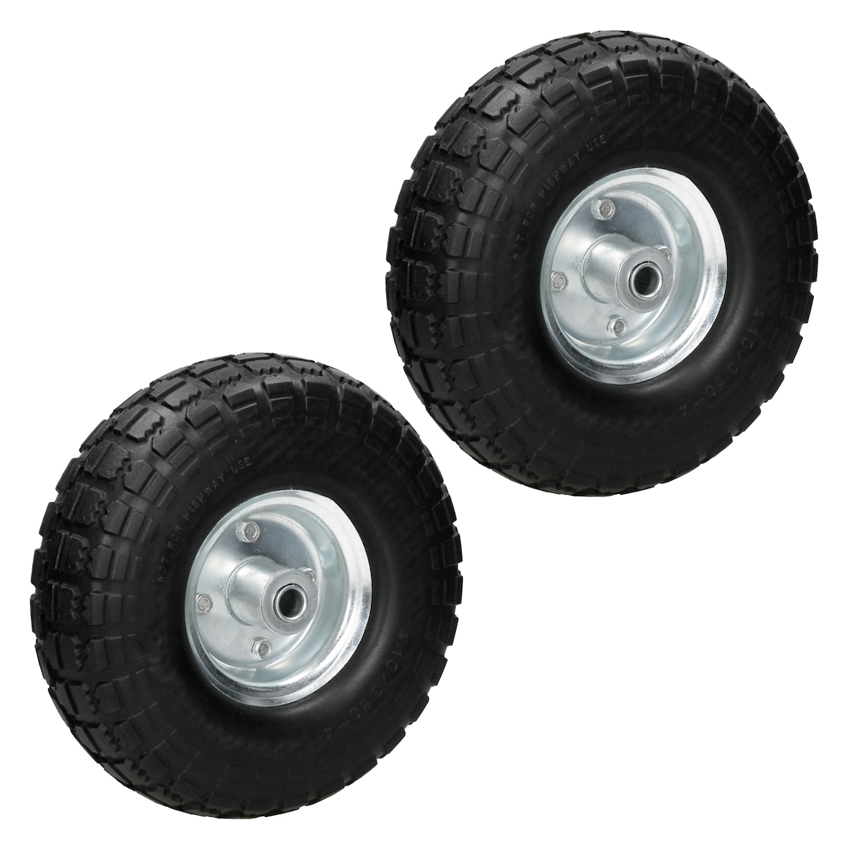 ECD Germany 2er Set Sackkarrenrad PU Vollgummi 4.10/3.50-4 Ø260x85mm, 130kg, Stahlfelge, pannensicher Ersatzrad Image