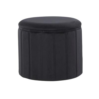 Lindsey Folding Storage Ottoman by Lumisource in Black Velvet