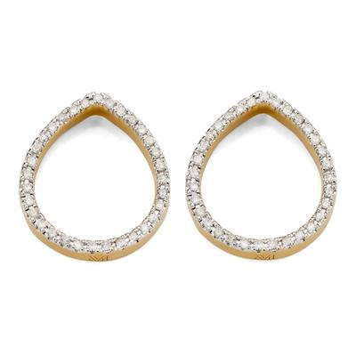 Gold Naida Large Lotus Stud Earrings Diamond