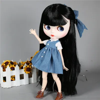 ICY DBS blyth doll 1/6 bjd white skin joint body black hair matte face eyebrows custom doll 30cm toy