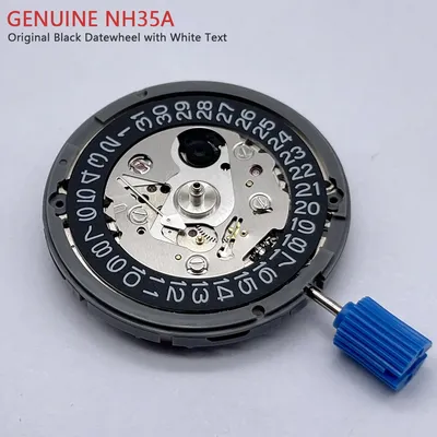 Original Japan NH35 Automatic Mechanical Movement Black Datewheel White Text 24 Jewels Mod Replace