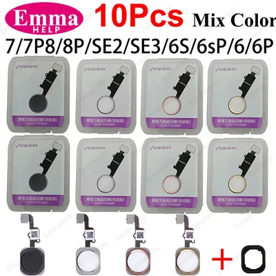 EmmaHelp 10pcs Home Button Flex Cable for iPhone 7 8 Plus 6 6S Menu Universal Return ALL Fuction No