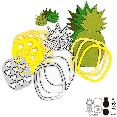 Pineapple Yummy Fruit Heart Shakers Metal Cutting Dies For DIY Scrapbooking Paper Cards Embossed