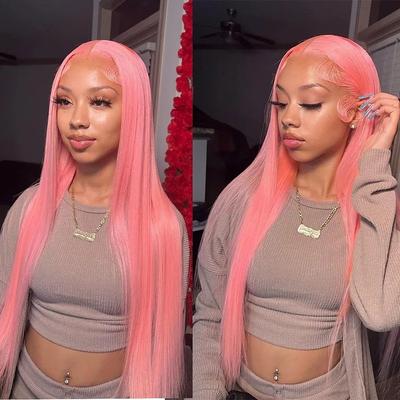 Pink Lace Front Wig Human Hair For Women 13x4 Hd Lace Frontal Wig Brazilian Colored Straight Lace Front Wigs