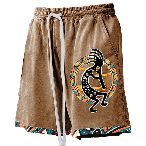 Herren Kokopelli Badehosen Badeshorts Boardshorts Mittlere Taille Hawaiianisch Ethnisch Lässig Ferien Strand Kordelzug mit Mesh-Futter Elastischer Bund Designer Bekleidung Image