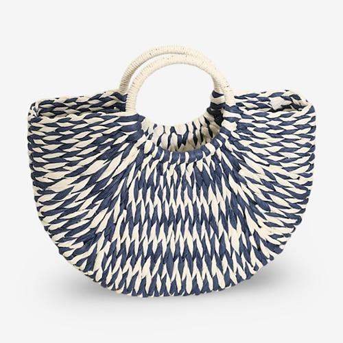 Damen Handtasche Strandtasche Strohsack Stroh Einkauf Festtage Strand Hohe Kapazität Farbblock Patchwork Schwarz Blau Grün