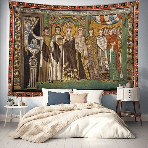 Mittelalterliche Wandteppich Mittelalter Wandteppich byzantinische Kunst religiöse Kunst Großes Wandteppich Wanddeko Foto Hintergrund Decke Vorhang Zuhause Schlafzimmer Wohnzimmer Dekoration Image