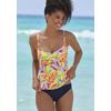 Bügel-Tankini-Top S.OLIVER "Mallorca", Damen, Gr. 38, Cup D, gelb (gelb, bedruckt), Recycling-Polyamid, bedruckt, Bikini-Oberteile, mit Wickeloptik