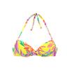 Push-Up-Bikini-Top S.OLIVER "Mallorca", Damen, Gr. 36, Cup C, gelb (gelb, bedruckt), Recycling-Polyamid, bedruckt, Bikini-Oberteile, in Wickeloptik