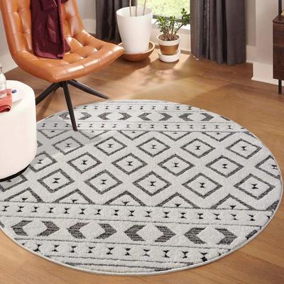 Teppich CARPET CITY "LOUNGE 9999", grau, H:15mm Ø:200cm, Obermaterial: 100% Polyester, Teppiche, Kurzflor-Teppich Modern, Hoch-Tief-Struktur, Wohnzimmer, Schlafzimmer Image