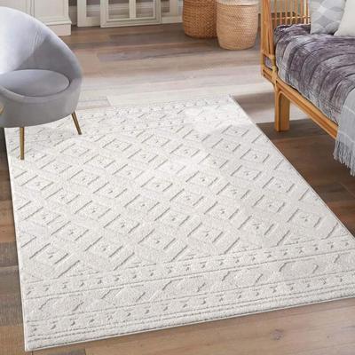 Teppich CARPET CITY "LOUNGE 9999", beige (creme), B:120cm H:15mm L:170cm, Obermaterial: 100% Polyester, Teppiche, Kurzflor-Teppich Modern, Hoch-Tief-Struktur, Wohnzimmer, Schlafzimmer Image