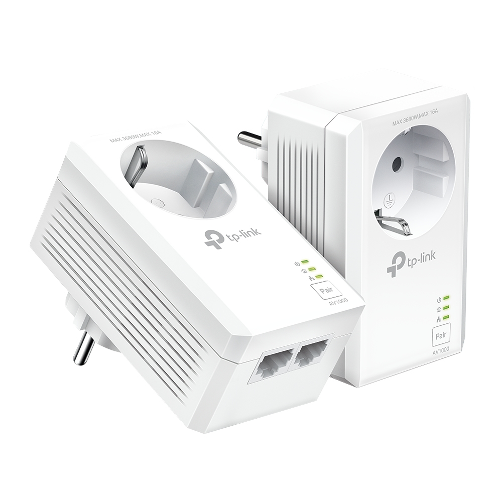 TP-Link AV1000 2-Port Gigabit Powerline Adapter mit Steckdose Image
