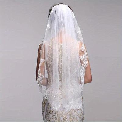 Lace Edge Bridal Veil Women's Simple Wedding Veil ...