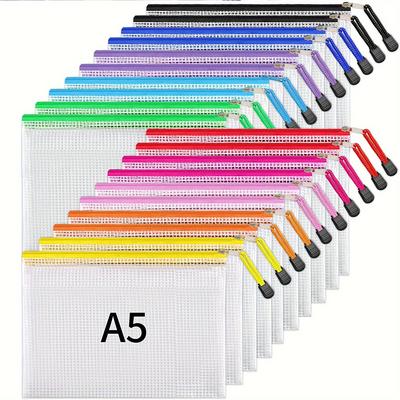 TEMU 15pcs A5 Zippered File - Pvc, For & Office Supplies, Cosmetic Organizer