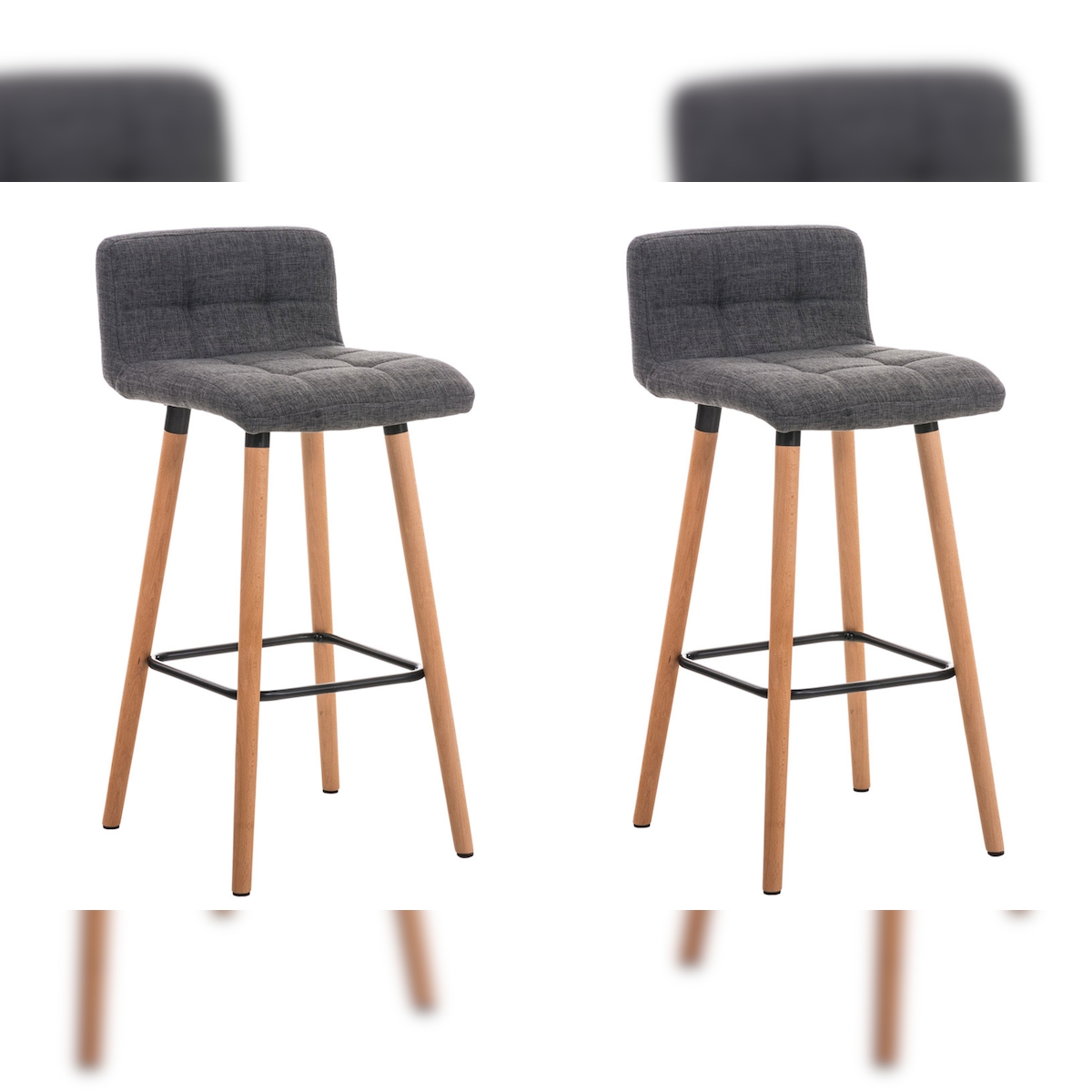 CLP 2er Set Barhocker Lincoln Stoff natura/hellgrau Image