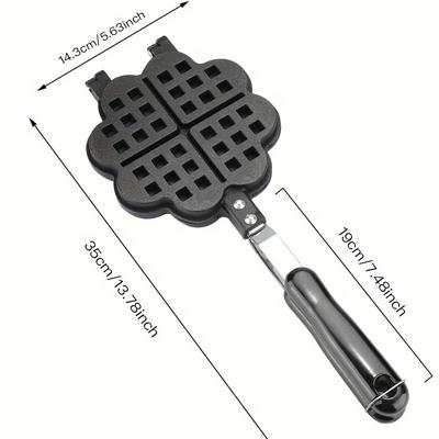 TEMU 1pc Double-sided Waffle Maker, Belgian Waffle Baking Pan Mold For Gas Stove, Uncharged Kitchen Cookware Accessory For Homemade And Sandwiches