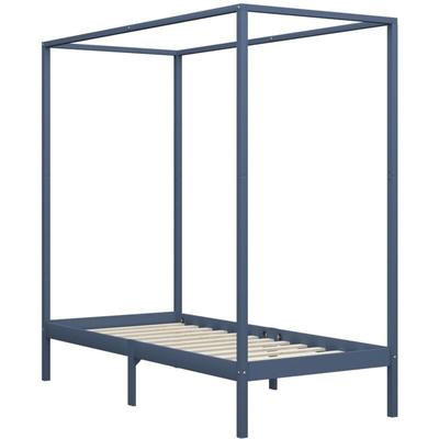Himmelbett-Gestell Grau Massivholz Kiefer 100 x 200 cm Vidaxl Image