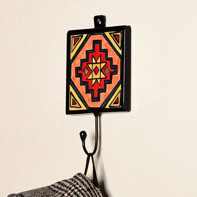 'Handcrafted Geometric Warm-Toned Ceramic Coat Hanger'