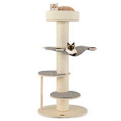 Costway 47 Inches Cat Tree for Indoor Cats with Thickened Sisal Scratching Posts-Gray