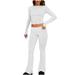 Tracksuit Womens Full Set Casual Outfits for Women Long Sleeve Lounge Sets for Women Women s Casual Solid Color Slim Fit Crew Neck Top Long Pants Long Sleeves Long Sleeve Crew Neck Top/Shirt Set