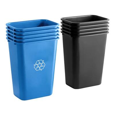 Lavex 41 Qt. / 10 Gallon Black and Blue Rectangular Wastebasket / Trash Can Kit - 10/Case