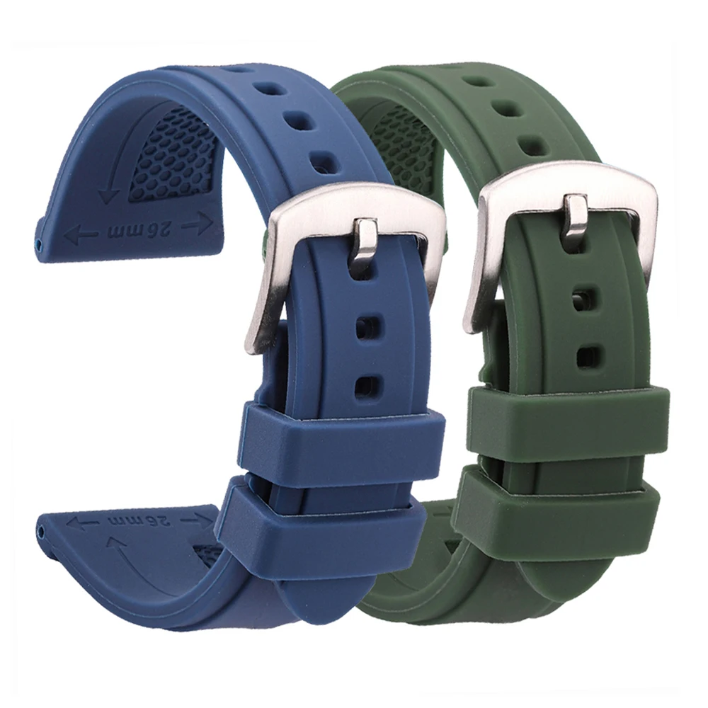 Premium-Uhrenarmband aus weichem Gummi, Silikon-Ersatzband, 22 mm, 24 mm, 26 mm, langlebig, bequem Image