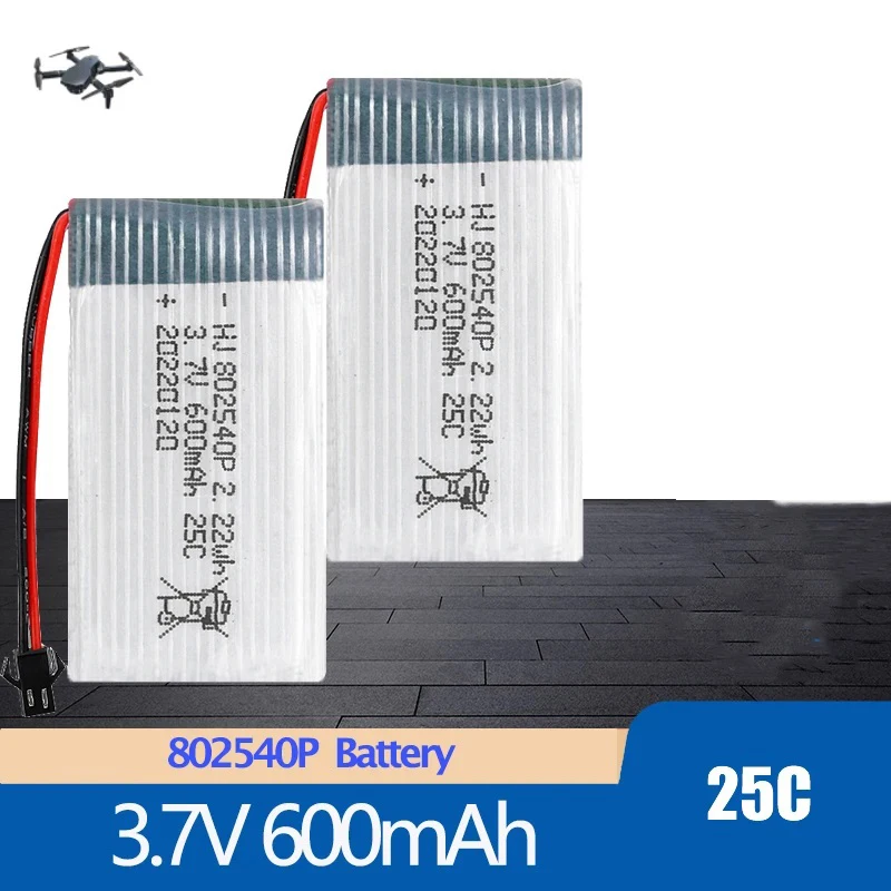 802540P 3,7V 600mAh Wiederaufladbare Li-Ionen-Batterie Langlebig für Unbemannte Luftfahrzeuge Ferngesteuerte Flugzeuge Modellflugzeuge Image