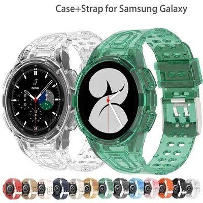 Gehäuse + Armband für Samsung Galaxy Watch 6 4 40 mm 44 mm, transparentes Silikon-Sportarmband für Galaxy Watch 4 Classic 46 Zubehör Image
