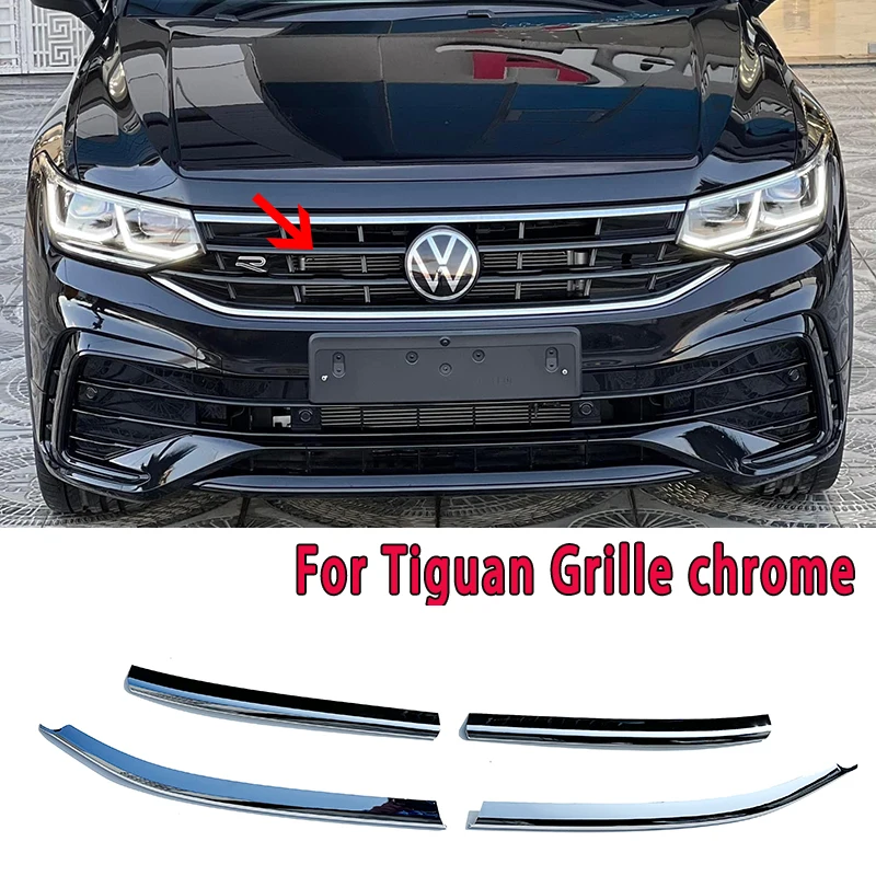 Auto-Styling für Tiguan Frontgrill Chrom 2021 2022 2023 Tiguan mk2 vorne hells ch warzer Kühlergrill Chrom Sport Bodykit Zubehör Image