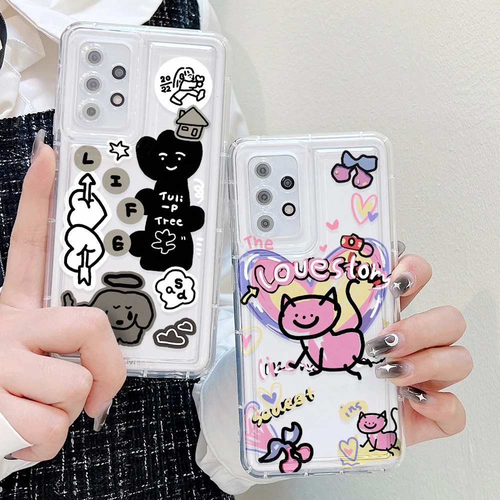 Rosa katze weich tpu fall für samsung a54 5g a53 a52 a51 a50 a05 a34 a33 a32 a31 a24 a23 a22 a14 a13 s20 fe s22 s21 s23 ultra abdeckung Image
