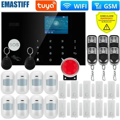 W7b drahtloses kabel gebundenes Alarmsystem für die Sicherheit von Smart-Home-Einbrechern 433MHz WLAN-GSM-Alarm Wireless Tuya Smart House App-Steuerung