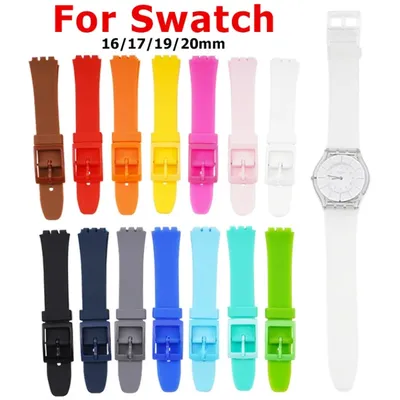Silikon-Uhrenarmband, 16 mm, 17 mm, 19 mm, 20 mm, für Swatch, wasserdicht, buntes Kautschukarmband, Image