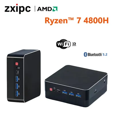 Mini PC Computer Gaming AMD Ryzen7 4800H 5800H 4500U 7530U Pocket Dual HDMI LAN WIFI6 BT5.2 NUC