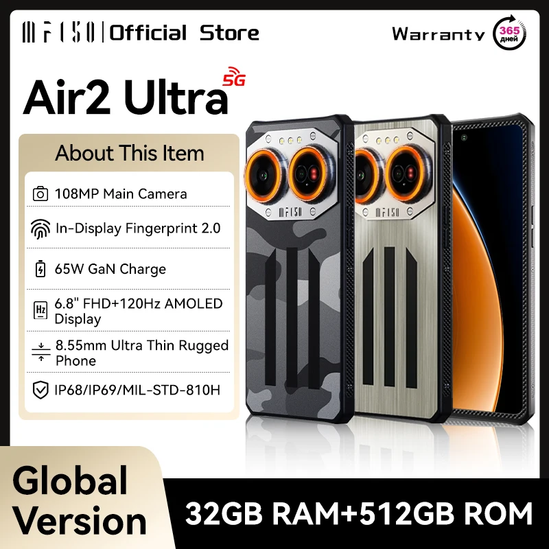 IIIF150 Air2 Ultra 5G Robustes Telefon 6,8''FHD+ 120Hz Flexibler AMOLED-Bildschirm 16GB+512GB 108MP Kamera Ultradünne robuste 65W-Ladung Image