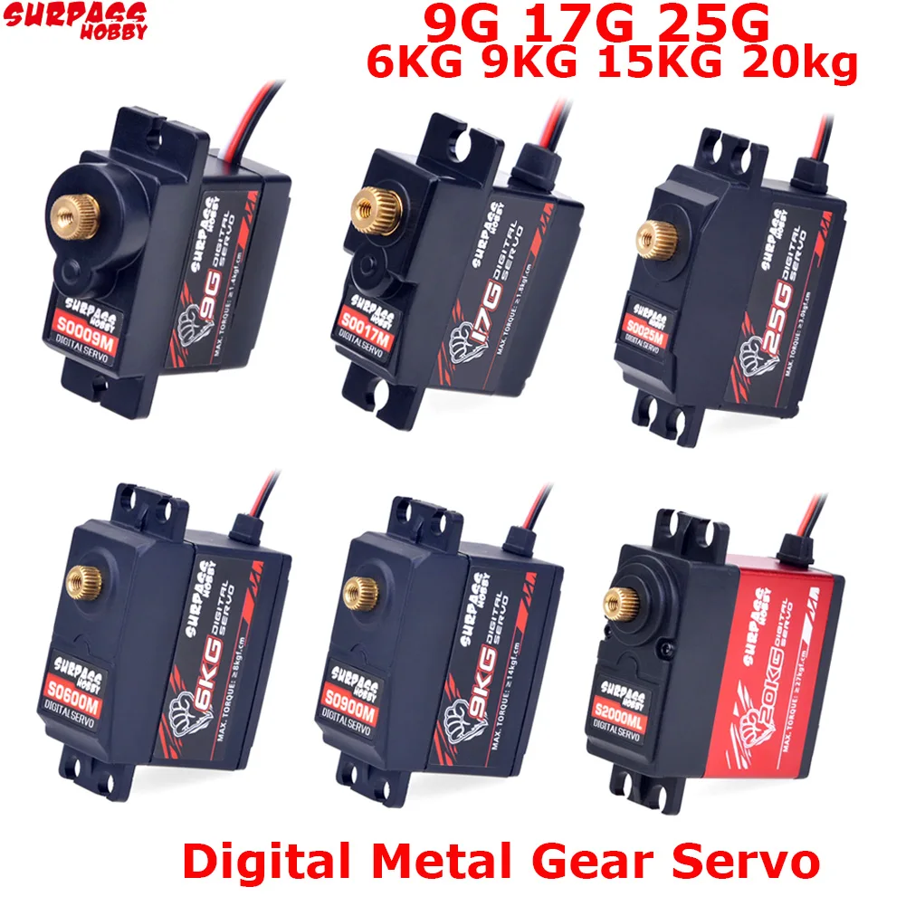 SURPASS Hobby Digital Servo 9G 17G 25G 6KG 9KG 15KG 20kg Metal Gear Servo für 1/8 1/10 RC Auto Boot Kanal Flugzeug Flugzeug Roboter