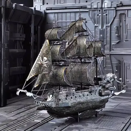 Metall kopf Metall Puzzle 3d drei dimensionale Montage Modell Karibik Piraten schiff fliegen nieder