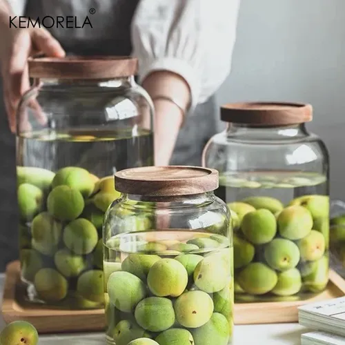 Kemorela 3l Küchen gläser mit luftdichtem Akazien deckel für Mehl-und Zucker babynahrung behälter