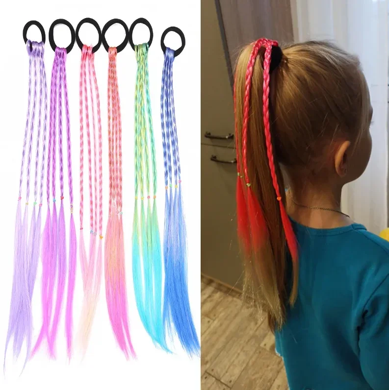Neue Koreanische Mode Kinder Perücke Zöpfe Mädchen Schmutzig Geflecht Haar Seil Kinder Gradienten Barrettes Headwear Baby Kinder Haar Zubehör Image