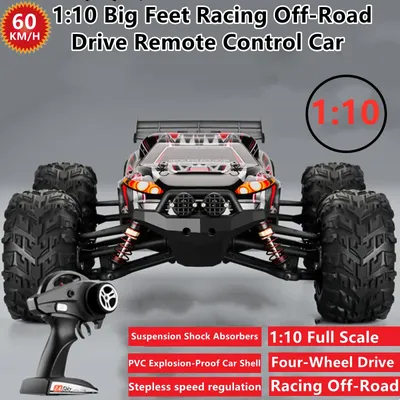 60KM/H Racing Off-Road All Terrain Four-Wheel Drive Remote Control Car 1:10 Big Feet Big Power Anti-skid RC Car Adult Kids Toy