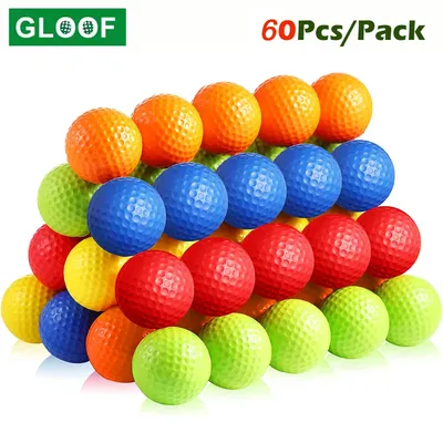 60Pcs/Pack PE Plastic Golf Practice Balls Realistic Feel Flight Training Balls for Indoor or Outdoor