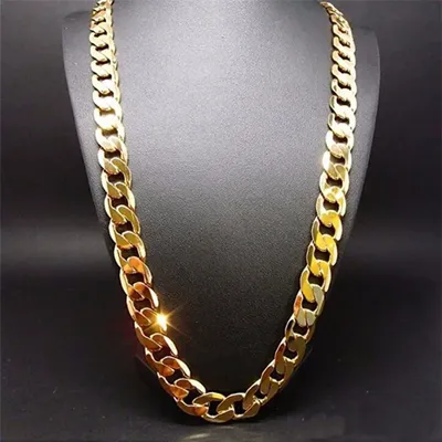 Puur Goud Kleur Ketting Sieraden, plated 24K Gold 10Mm Heavry Ketting Voor Mannen 20'', 22 " , 24" , 26" , 28" ,30"