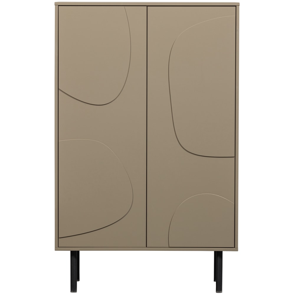 Buffet haut 2 portes en bois CADYA bois (pin) taupe 85x40x135cm