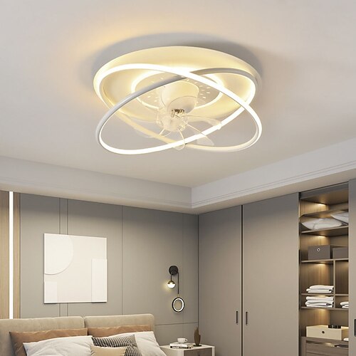 Deckenventilatoren mit Beleuchtung, dimmbar mit Fernbedienung, bündig montierter Deckenventilator für den Innenbereich, 50 cm, intelligent, 3 Farben, 6 Geschwindigkeiten, umkehrbar Image