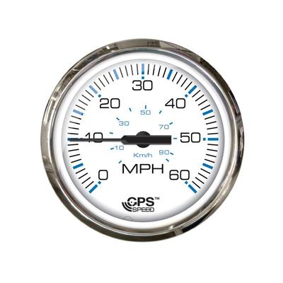 Faria Beede Instruments Chesepeake White SS 4" Studded Speedometer - 60MPH GPS 33839