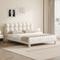 Bubble Bed , Minimalist-style Bed Frame with Headboard, King Size Bed Frame, Boucle, Solid Wood Legs, Beige, MDF