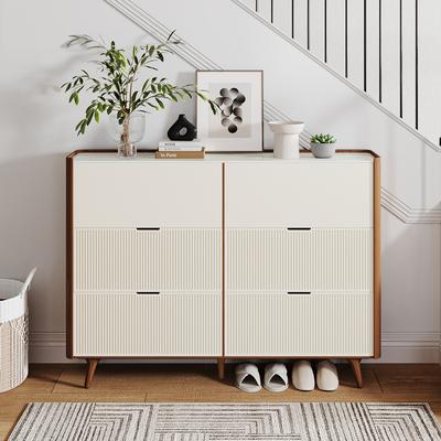 Mid-century Modern Shoe Cabinet for Shoe Storage, Porch Cabinet for Storage at the door, Large Capacity , Sintered Stone Top, 59.05“