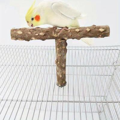 1pc Natural Pepper Wood Bird Toy T-shaped Play Stand, Bird Cage Accessories, Parrot Supplies